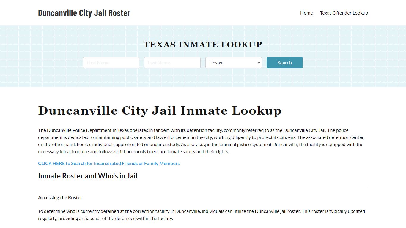 Duncanville Police Department & City Jail, TX Inmate Roster, Arrests ...